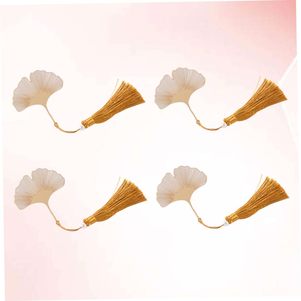 NUOBESTY 12pièces Marque-page Créatif Forme Ginkgo Avec Pompon Laiton Creux Accessoire Décoratif Chinois Pour Carnets Pour Étudiants Et Lecteurs