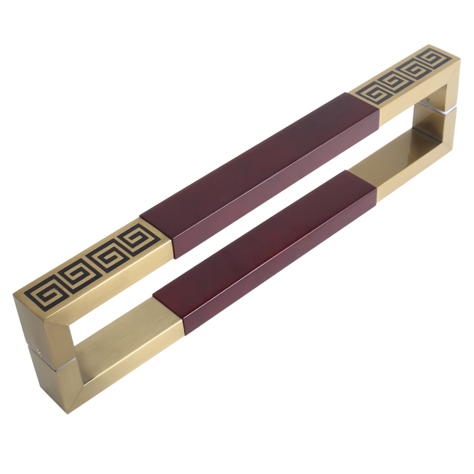 CWCQGH Door Pull Heavy Duty Door Handles Push,Metal Door Public Doors Commercial Door Rectangle Doors Grips,Mounted Back to Back,Gold Red-100cm/39inch