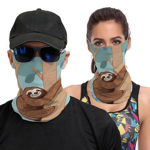 Neck Gaiter Hug Tree Sloth Face Mask for Travel Face Cover Scarf for Men Women Elastic Headbands Wind-proof Bandana for Skiing Fishing Hiking Cycling