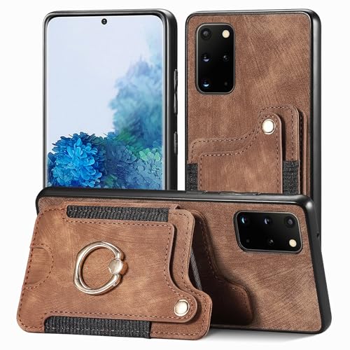Étui portefeuille 2 en 1 pour Samsung S20 Plus en cuir PU marron antichoc