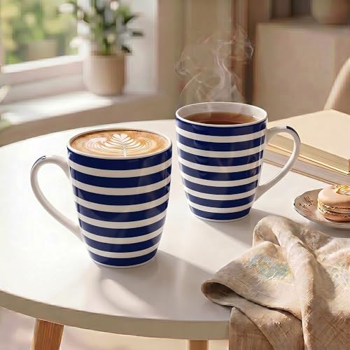 Image of U.P.C. U.P.C.Milk Mug Set of 2 | Ceramic & Bone China Coffee Milk Cups | Designer Printed Tea Coffee Mug Set | Large Capacity Milk Mugs | Microwave Safe Cup Set | Kitchen Drinkware Gift Set