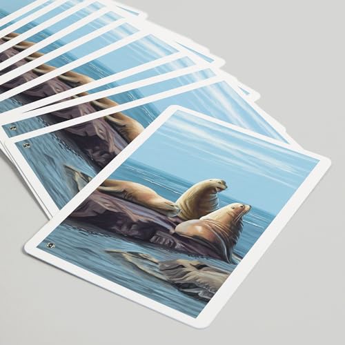 Deck de cartas Sea Lions, 52 naipes tamaño póker miniatura 5