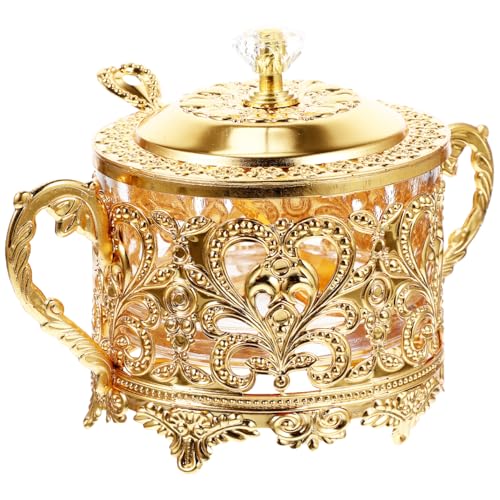 Luxshiny Türkische Zuckerdose Servierschale mit Deckel Dekorative Antike Osmanische Messingschale für Türkische Freuden für Die Organisation Lagerung Speisekammer