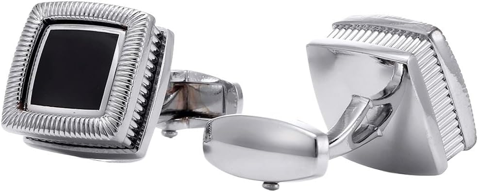 Square Silver Copper Cufflinks Two-Color Geometric Shape French Shirt Cuff Buttons