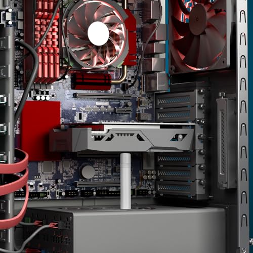 JJUNW Soporte para tarjetas gráficas, aluminio GPU para tarjetas gráficas, vertical, altura ajustable, soporte para tarjetas gráficas (74 mm a 120 mm), color blanco - imagen 5