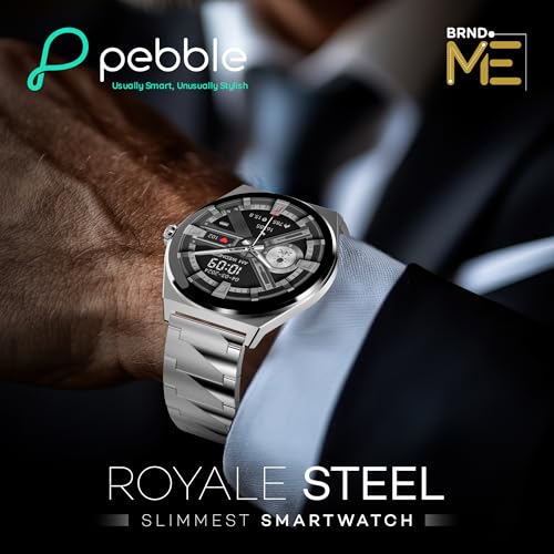 Image of Pebble Royale Steel Luxury Metal Smartwatch | Ultra-Slim Stainless Steel Body, 1.43 inch Ultra AMOLED Display, Always-On Display, Bluetooth Calling, DIY Watch Faces - Silver