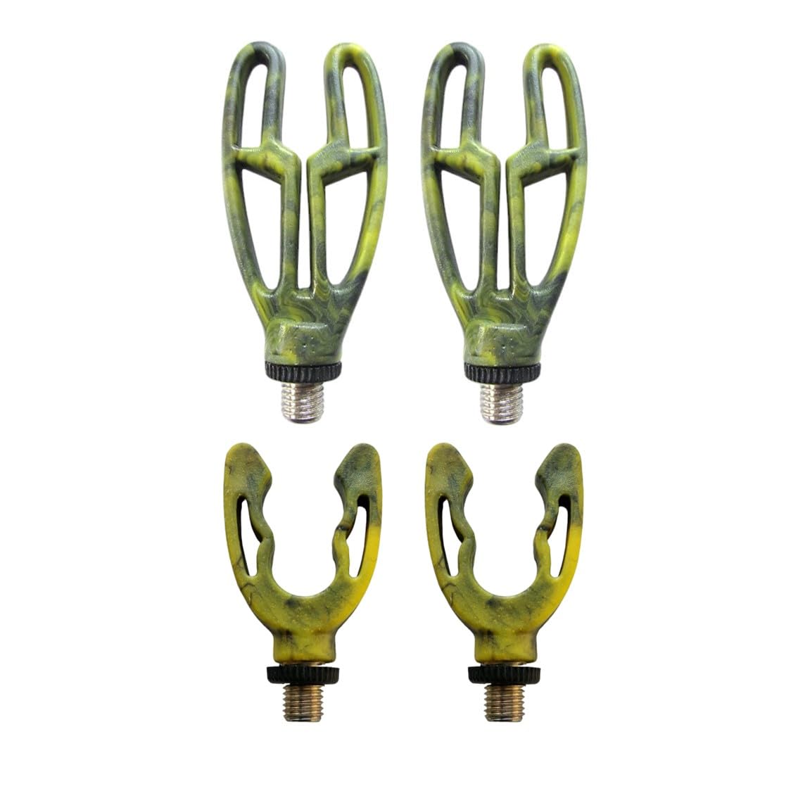 TJR Tackle Camo 4pc Rod Rest heads Inline Front & Grip Lock Rear Butt Rod Pod Rest
