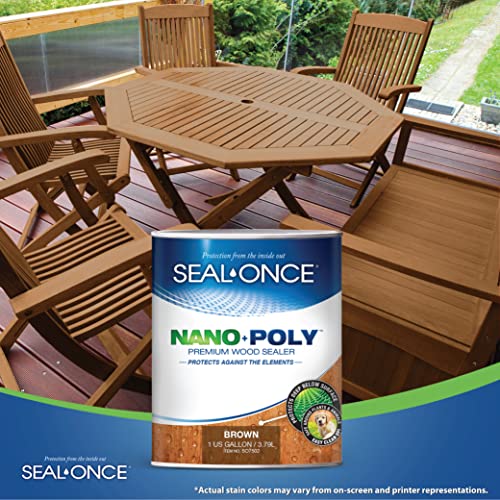 Image of Seal-Once Nano+Poly Wood Sealer and Waterproofer, Brown, 1 Gallon