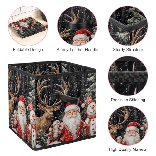Boîte de rangement en forme de cube de Noël avec double poignées