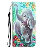 aifille custodia a libro per iphone 12 pro max verde animali cover per smartphone iphone 12 pro max in pelle pu cucciolo di elefante carina flip custodie portafoglio con slot carte chiusura magnetica