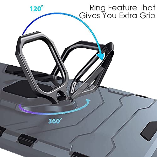 Image of WOW IMAGINE Tough Armor Bumper Back Case Cover for Samsung Galaxy M32 5G 2021 | Ring Holder & Kickstand in-Built | Excellent 360 Degree Protection (Blue)