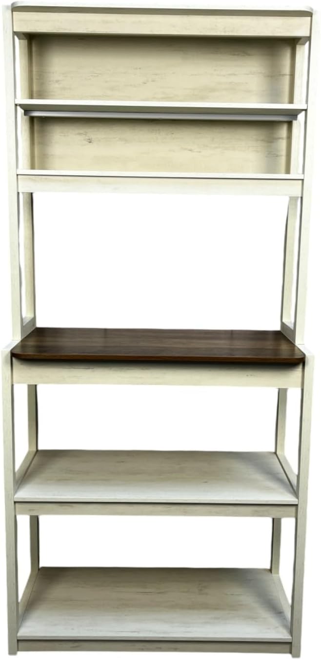 31.50" White and Rustic Brown 5-Tier Bakers Rack for Kitchen Storage
