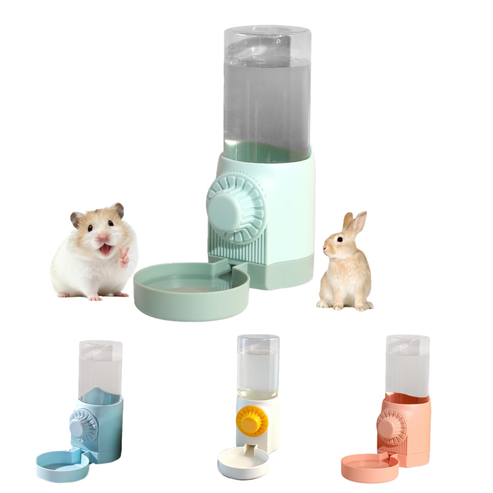 Dispensador de agua para conejos, 500 ml, dispensador de agua para mascotas, automático, para conejillos de indias, hámster, chinchillas, erizos, hurones (verde)