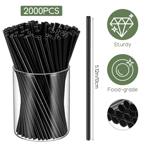 2000 pitillos plásticos negros de 5 pulgadas miniatura 2
