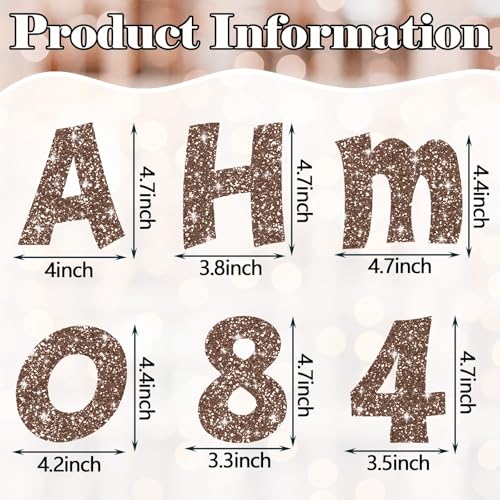 Image of Colarr 216 Pcs Glitter Bulletin Board Letters for Classroom Number Alphabet Punctuation Symbol Cutout 4'' Die-Cut Poster Letter with Adhesive Dot School Party Holiday Decor Display(Brown)