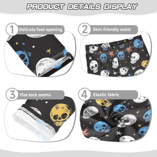 Doodle Skull Stars Girls Casual Leggings for Kids Printed Long Pant Bottoms Stretch and Soft3