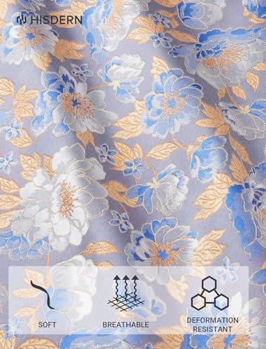 Image of HISDERN Ties for Men Paisley Tie and Pocket Square Cufflinks Set Formal Classic Floral Necktie Handkerchief Wedding Party