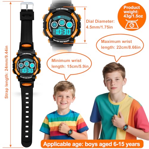 Image of Edillas Kids Digital Watch 7 Colors 50M Waterproof Sport Alarm Boys 7-15