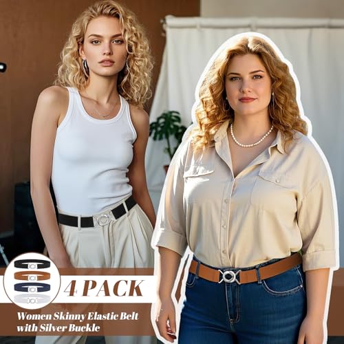 WERFORU Women Skinny Elastic Waist Belt Stretchy Thin Belt for Dress Jeans2