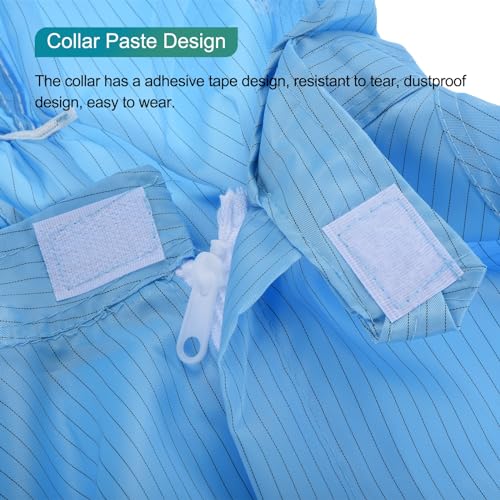 Image of MECCANIXITY ESD Lab Coat Clothing Science One Piece Clothes Elastic Cuff with Hat Hood Wear Uniform Work for Men Women