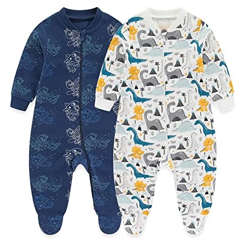 MAMIMAKA Baby Footed Sleepsuits with 2-Way Zip Cover