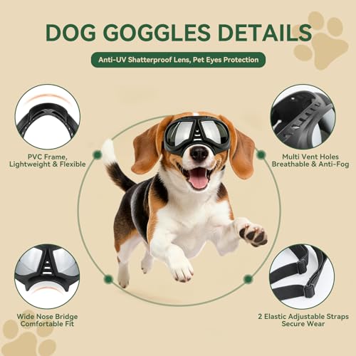 PETLESO Sonnenbrille für Hunde UV Hundebrille Einfach zu Tragen Schutzbrille für Hunde Modisches Haustierzubehör Motorradbrille für Kleine/Mittelgroße Hund