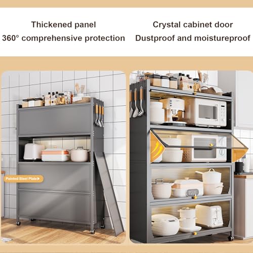 Meuble de rangement de cuisine blanc 70 cm avec étagère micro-ondes - 6