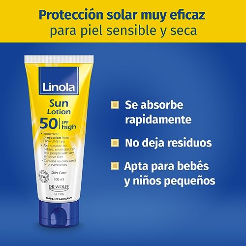 Linola-Sun-Lotion-100-ml-FPS-50-Filtro-UVA-y-UVB-Proteccion-solar-para-bebes-ninos-pequenos-y-adultos-con-piel-sensible-o-seca-Cuidado-medico-de-la-piel-Desarrollado-por-expertos