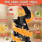 Hobsir Juicer Machines, 5.3-Inch Cold Press Juicers, Masticating Slow Juicer Machines with 300W, Large Feed Chute Juice Machines for Vegetables and Fruits, Easy to Clean Juicers, Black - Image 3