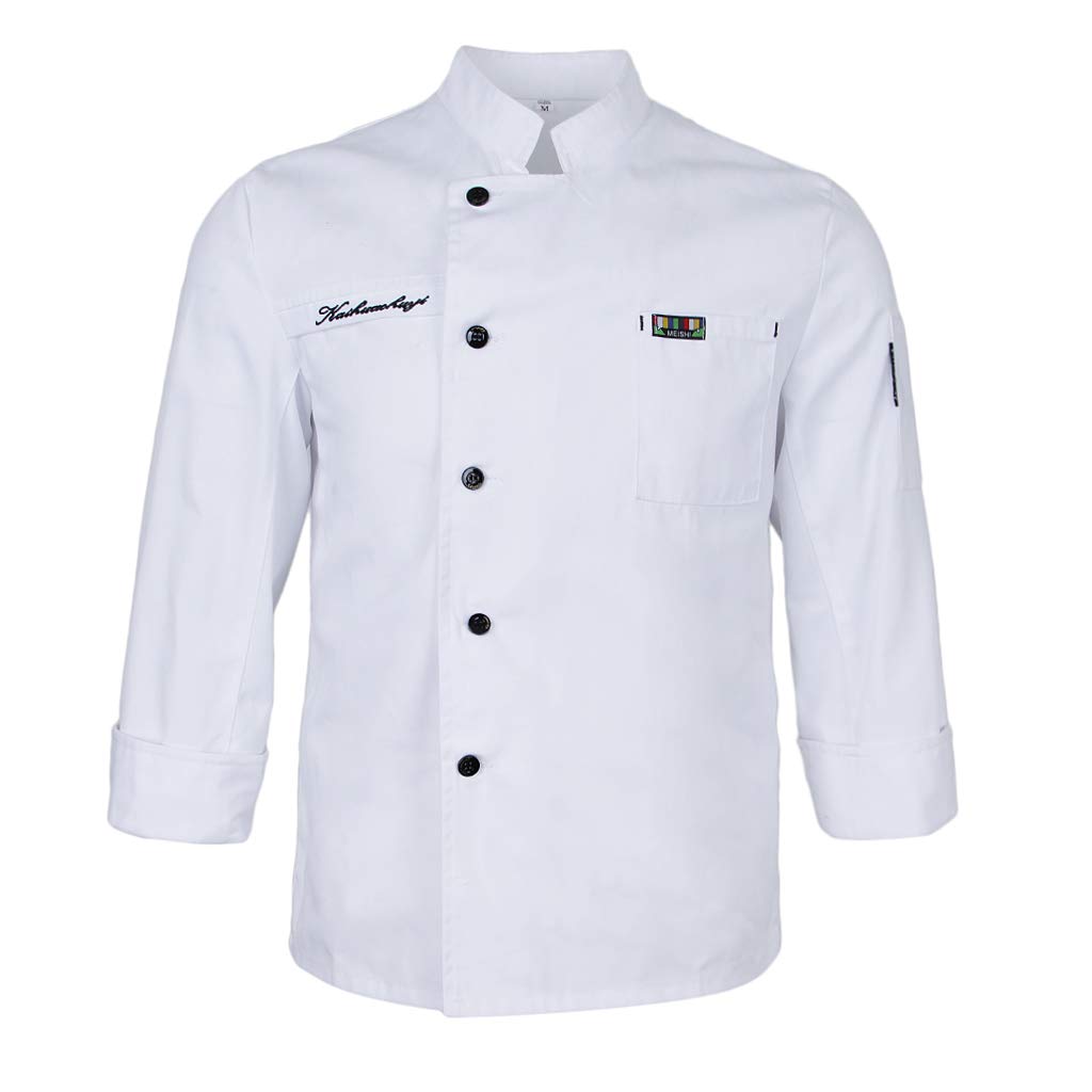 Kochjacke Kurzarm Bäckerjacke Unisex Küche Koch Arbeitskleidung Gastronomie Uniform - Weiß, L