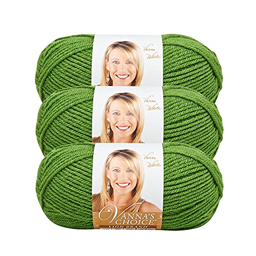 Image of Lion Brand Yarn, Vanna's Choice Crochet Yarn, Kelly Green, 3 Pack | Everyday Basic Worsted Weight Acrylic Knit & Crochet Fiber for Blankets, Bags, Sweaters, Hats, Scarves