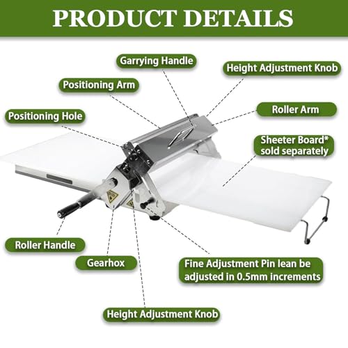 Laminadora de masa manual Model-400 de acero inoxidable plegable 3