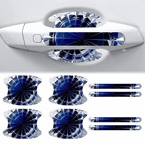 Image of CVANU Car Door Handle & Door Bowl Pack of 8 Anti-Scratch Guard Protective Cover Blue Self-Adhesive Vinyl Sticker Cv5