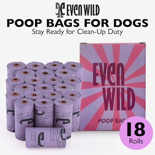 Image of Purple Poop Bags, 18 Rolls: Dog Waste Bags, 9 inchx13 inch, Unscented, Leak-Proof, Cornstarch Blend