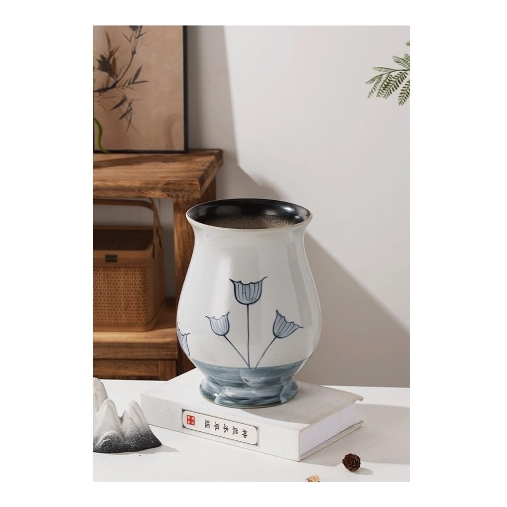 Dekoracyjne donice na rośliny doniczkowe, Niebiesko-biała porcelanowa lekka luksusowa kompozycja kwiatowa do domu, wysoka umywalka, Idealne doniczki dla roślin do użytku wewnątrz i