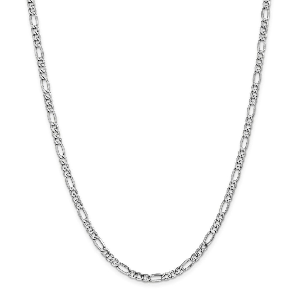 14k White Gold 4.4mm Figaro Chain Necklace - with Secure Lobster Lock Clasp