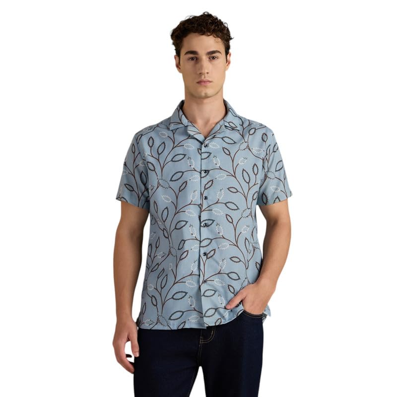 Image of MARK & ALBERT Mens Half Sleeves Printed Shirt