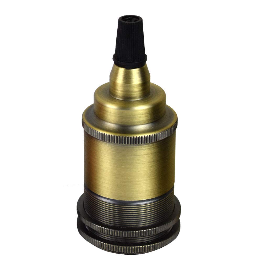 LEDSone DC Voltage E27 Vintage Solid Bulb Socket, E27 Lamp Holder Base, Edison Screw E27 Wall Socket Light Bulb Socket Adapter, AC 120-240V - Green Brass