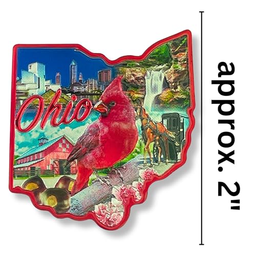 Imán pequeño estado Ohio, souvenir coleccionable 2 pulgadas miniatura 3