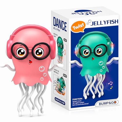Image of Dancing Jellyfish Toy for Kids, Large Size, Random Colour | Music, LED Lights, 360 Bump-and-Go Action, Battery Operated with Obstacle Sensor