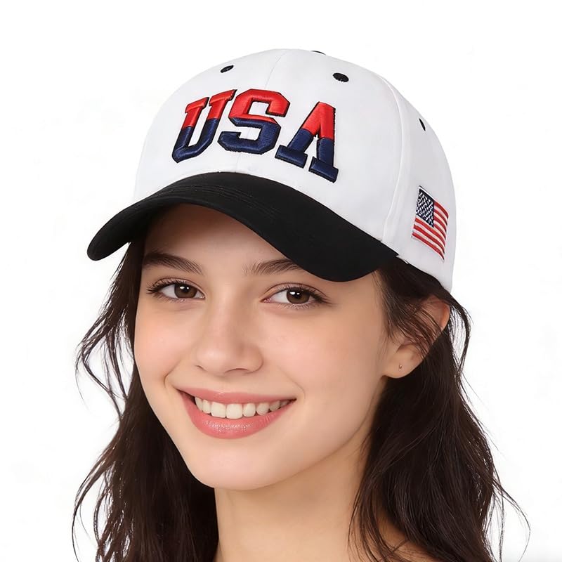 Image of 2 Pcs American Flag Trucker Hat Men Women,USA Patriotic Baseball Cap