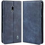 HualuBro Handyhülle für Nokia 2.2 Hülle, Retro Leder Brieftasche Tasche Schutzhülle Handytasche LederHülle Flip Hülle Cover für Nokia 2.2 2019 - Blau