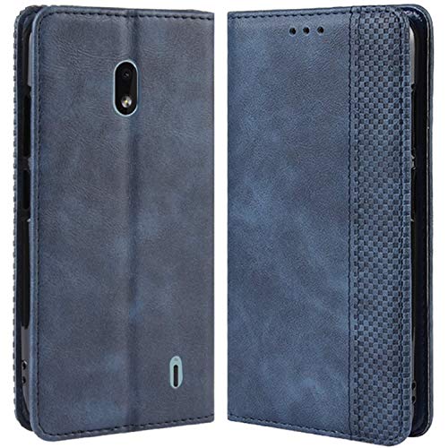 HualuBro Handyhülle für Nokia 2.2 Hülle, Retro Leder Brieftasche Tasche Schutzhülle Handytasche LederHülle Flip Hülle Cover für Nokia 2.2 2019 - Blau