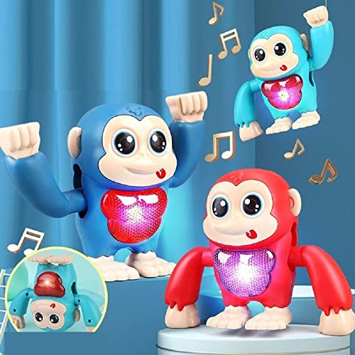 Image of VGRASSP Dancing Monkey Toy for Kids - Hand Tumbling Monkey Toy with Music and Light Effects (Red)