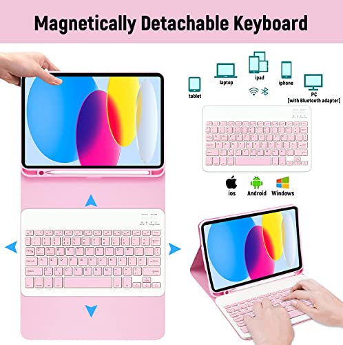 Funda para iPad 10.9 con teclado Bluetooth inalámbrico desmontable 7