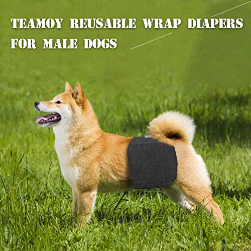 Teamoy 3Pcs Reusable Wrap Diapers For Male Dogs, Washable Puppy Belly Band (2Xl, 29"-34" Waist, Black+ Gray+ Blue) #TOP6