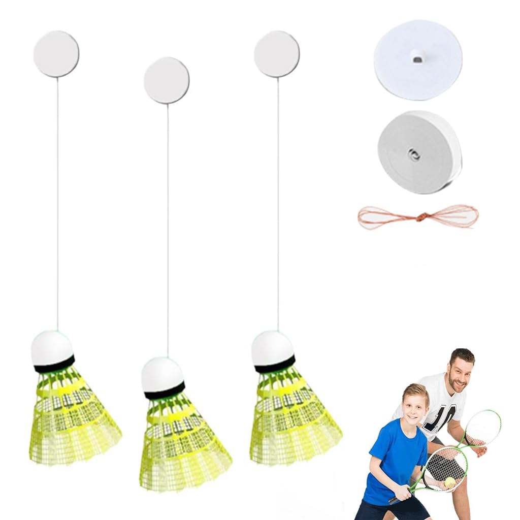 Badminton Self-Practice, Badminton Single-Player Rebound Trainer, 3 Balls Beginners Self Practice Training Device for Home, Parent-Child Interactive Equipment (Non-Illuminating Style)