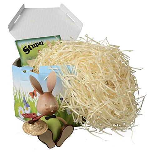 Kuhnert Erzgebirge Osterhase Stupsi mit Schmetterling 10,5cm, Holz farbig