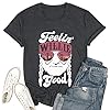 MOUSYA Women T-Shirt Feelin' Willie Good Letter Printed Graphic Shirt Top Casual Vacation Short Sleeve Tee Shirt