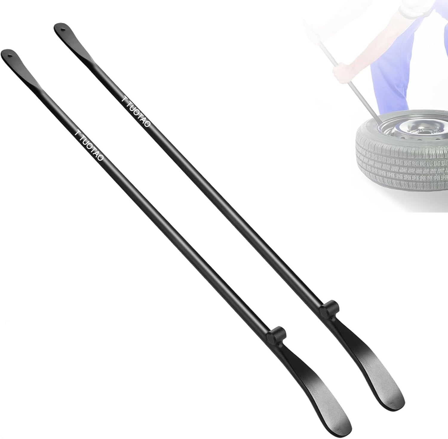 TUOTAOOfficialServicer 2-Pack 38" 34645 Heavy Duty Tire Irons, 40Cr Steel Mount Demount Tools for Cars Trucks Semi-Trailers